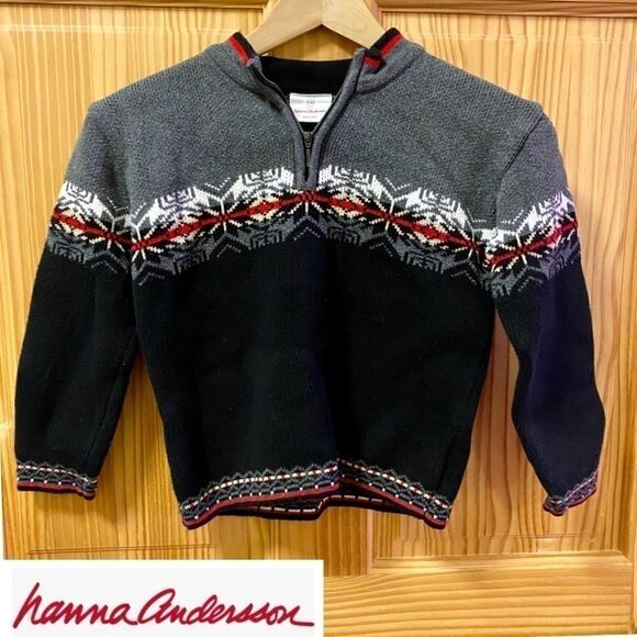 Hanna Andersson red grey white winter sweater - Picture 1 of 6